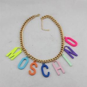 Moschino Rainbow Logo Chain Necklace Gold
