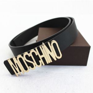 Moschino Logo Buckle Large Leather Belt Black