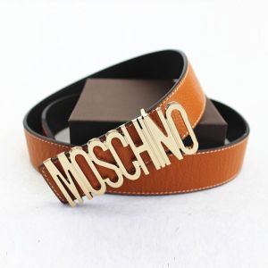Moschino Logo Buckle Large Embossed Belt Amber