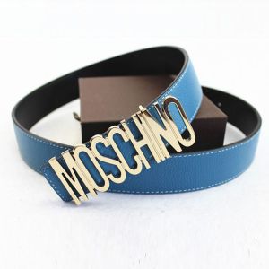 Moschino Logo Buckle Large Embossed Belt Blue