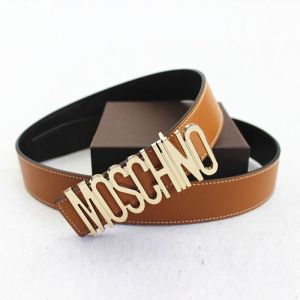 Moschino Logo Buckle Large Embossed Belt Brown