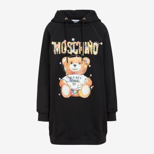 Moschino Christmas Teddy Bear Fleece Dress Black