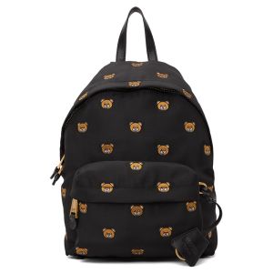 Moschino Embroidered Teddy Bear Nylon Backpack Black
