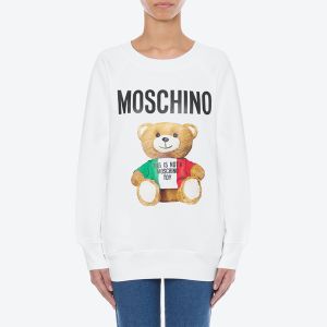 Moschino Italian Teddy Bear Sweater White