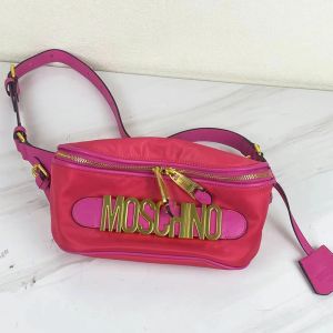 Moschino Lettering Logo Nylon Belt Bag Rose