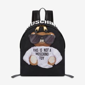 Moschino Micro Teddy Bear Nylon Backpack Black