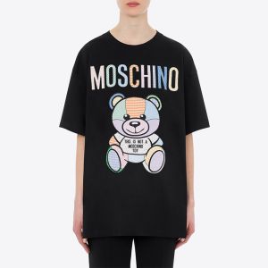 Moschino Patchwork Teddy Bear T-Shirt Black