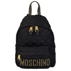 Moschino Studded Logo Quilted Backpack Black