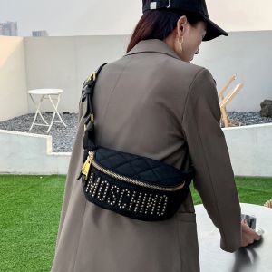 Moschino Studded Logo Belt Bag Black