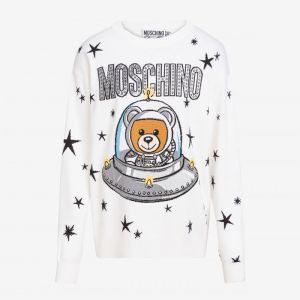Moschino Ufo Teddy Bear Sweater White