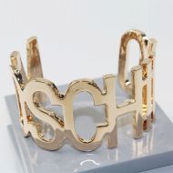 Moschino Logo Letter Cuff Bracelet Gold