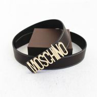 Moschino Logo Buckle Large Embossed Belt Coffee