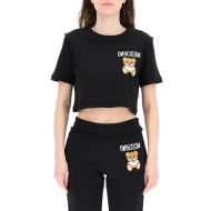 Moschino Inside Out Teddy Bear Cropped T-Shirt Black