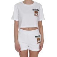 Moschino Inside Out Teddy Bear Cropped T-Shirt White