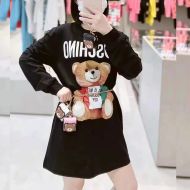 Moschino Italian Teddy Bear Fleece Dress Black