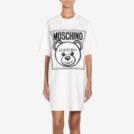 Moschino Label Teddy Bear Short Dress White