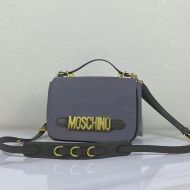Moschino Lettering Logo Nylon Flap Bag Grey