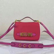 Moschino Lettering Logo Nylon Flap Bag Rose