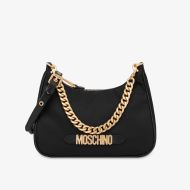 Moschino Lettering Logo Nylon Hobo Bag Black