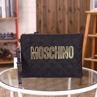 Moschino Logo Quilted Clutch Black/Gold