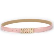 Moschino Logo Buckle Small Patent Leather Belt Pink