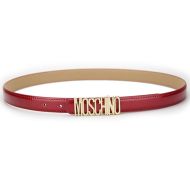 Moschino Logo Buckle Small Patent Leather Belt Red