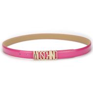 Moschino Logo Buckle Small Patent Leather Belt Rose