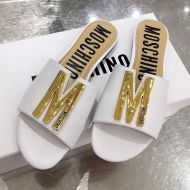 Moschino M Logo Slides White