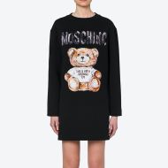 Moschino Painted Teddy Bear Fleece Dress Black