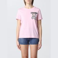 Moschino Patchwork Teddy Bear Slim T-Shirt Pink