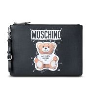 Moschino Safety Pin Teddy Bear Clutch Black
