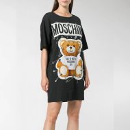 Moschino Safety Pin Teddy Bear Short Dress Black