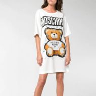 Moschino Safety Pin Teddy Bear Short Dress White