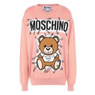 Moschino Safety Pin Teddy Bear Sweater Pink