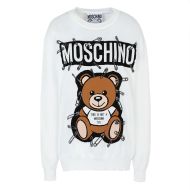 Moschino Safety Pin Teddy Bear Sweater White