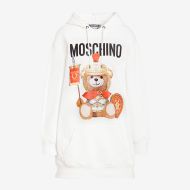 Moschino Roman Teddy Bear Fleece Dress White