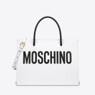 Moschino Contrasting Logo Small Tote White